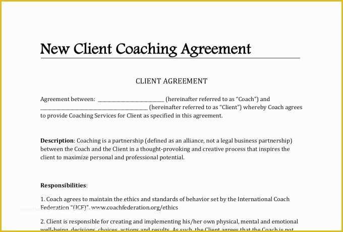 Life Coaching Contract Template Free Of Life Coaching Agreement Template Provide Must Have Life
