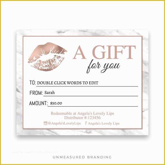 Lipsense Gift Certificate Template Free Of Lipsense Gift Certificate Makeup Gift Senegence Editable