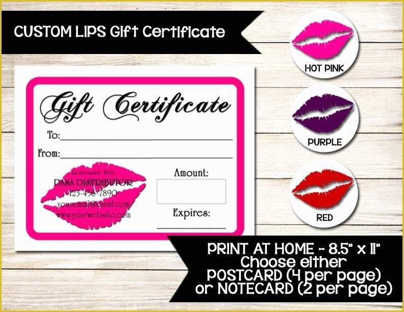 Lipsense Gift Certificate Template Free Of Lipsense Younique Gift Certificate Coupon Custom