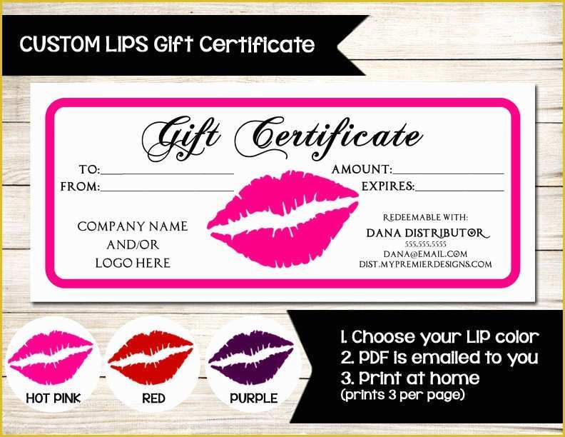 Lipsense Gift Certificate Template Free Of Lipsense Younique Gift Certificate Coupon Custom