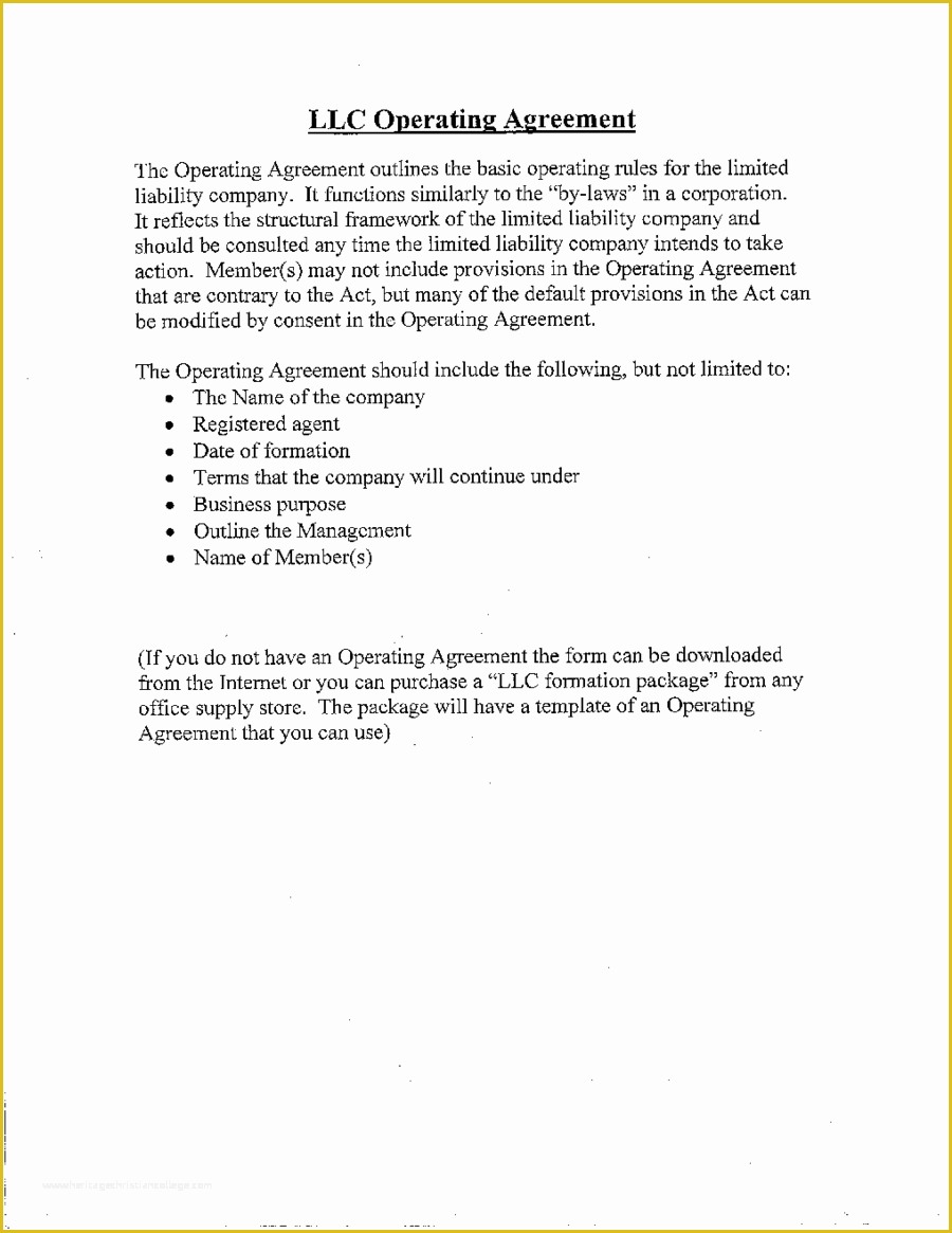 Llc Operating Agreement Template Free Of 2018 Llc Operating Agreement Template Fillable