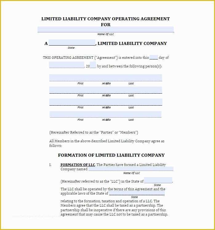 Llc Operating Agreement Template Free Of 30 Free Professional Llc Operating Agreement Templates