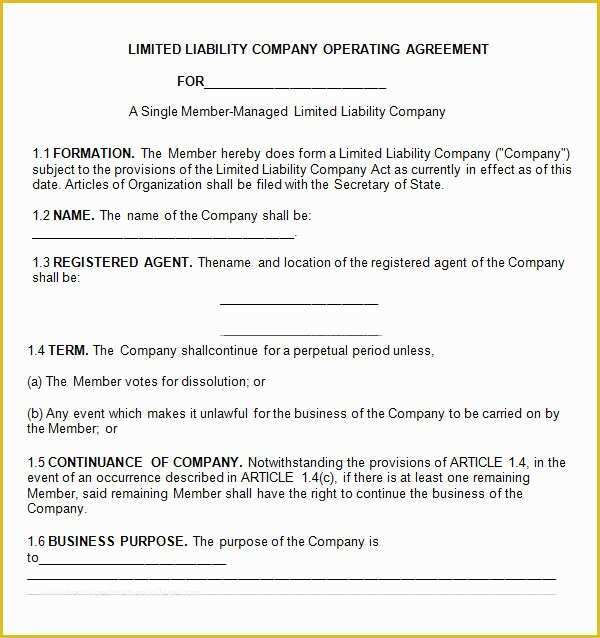 Llc Operating Agreement Template Free Of 8 Sample Operating Agreement Templates to Download
