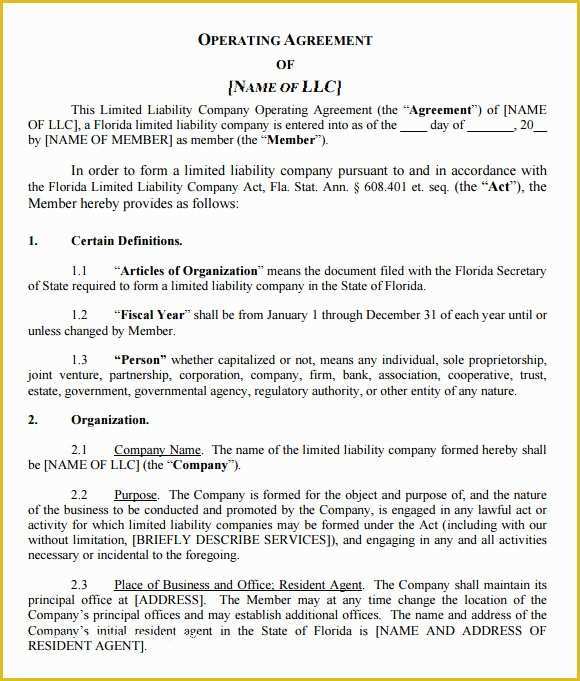 Llc Operating Agreement Template Free Of 9 Sample Llc Operating Agreement Templates to Download