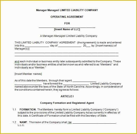 Llc Operating Agreement Template Free Of 9 Sample Llc Operating Agreement Templates to Download