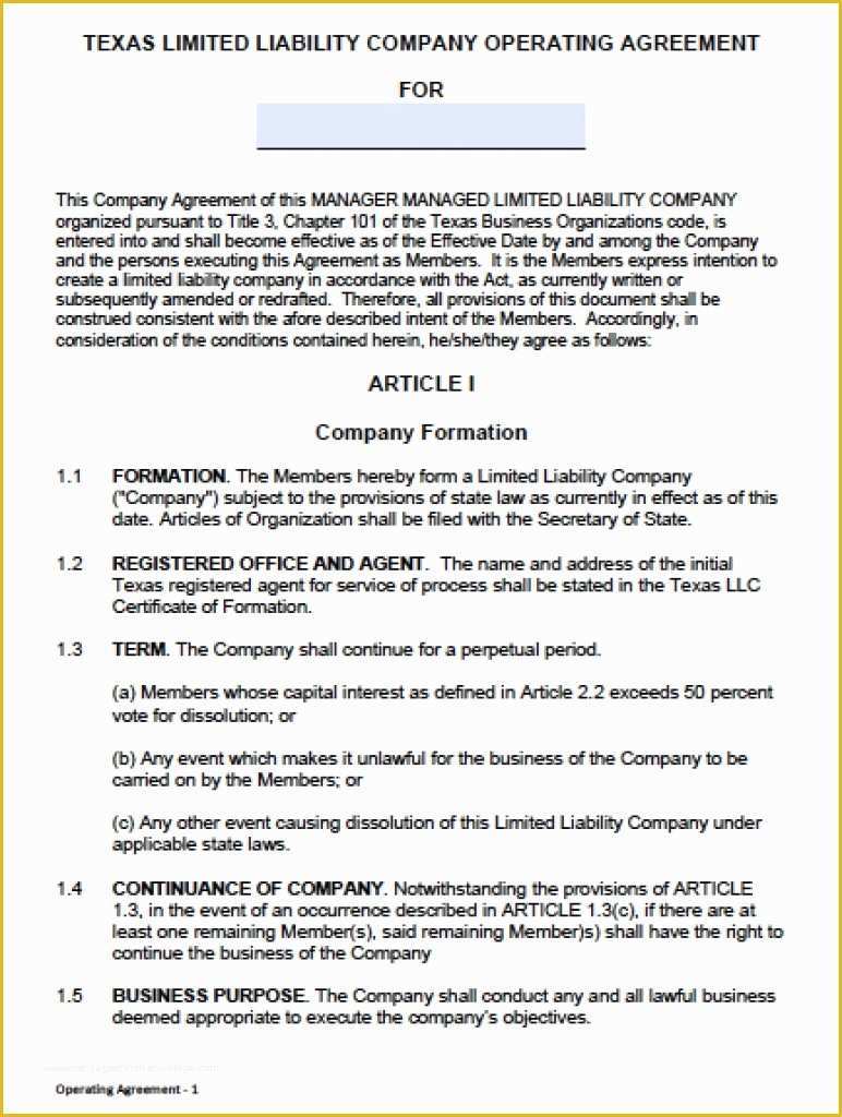 Llc Operating Agreement Template Free Of Download Texas Llc Operating Agreement Template Wikidownload