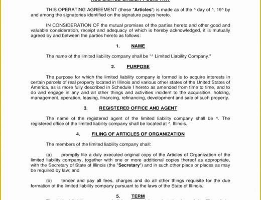 Llc Operating Agreement Template Free Of Llc Operating Agreement Template 6 Free Templates In Pdf