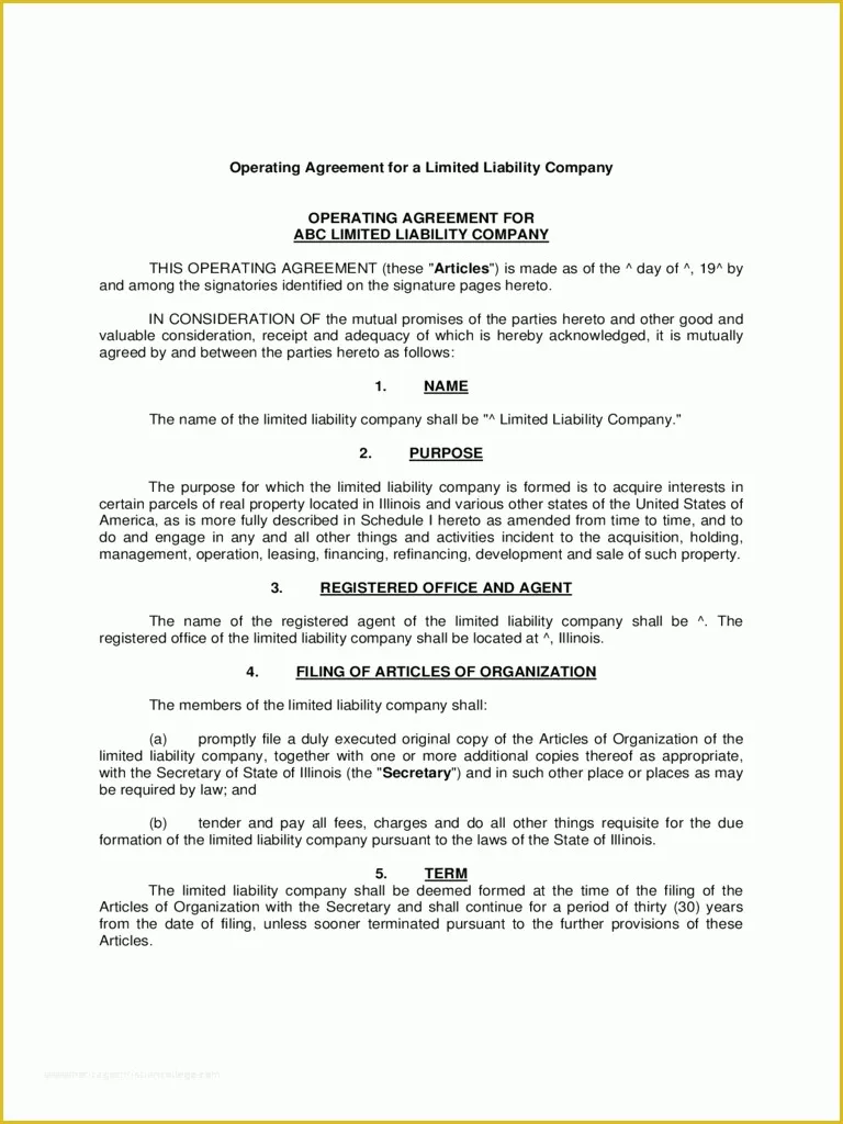 Llc Operating Agreement Template Free Of Llc Operating Agreement Template 6 Free Templates In Pdf