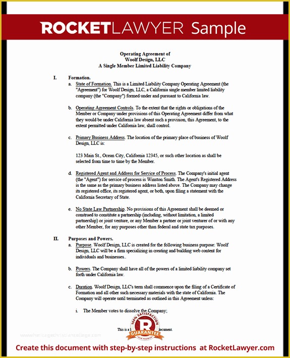 Llc Operating Agreement Template Free Of Single Member Llc Operating Agreement