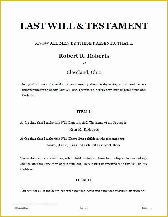 Make Your Own Will Free Template Of Last Will and Testament Template