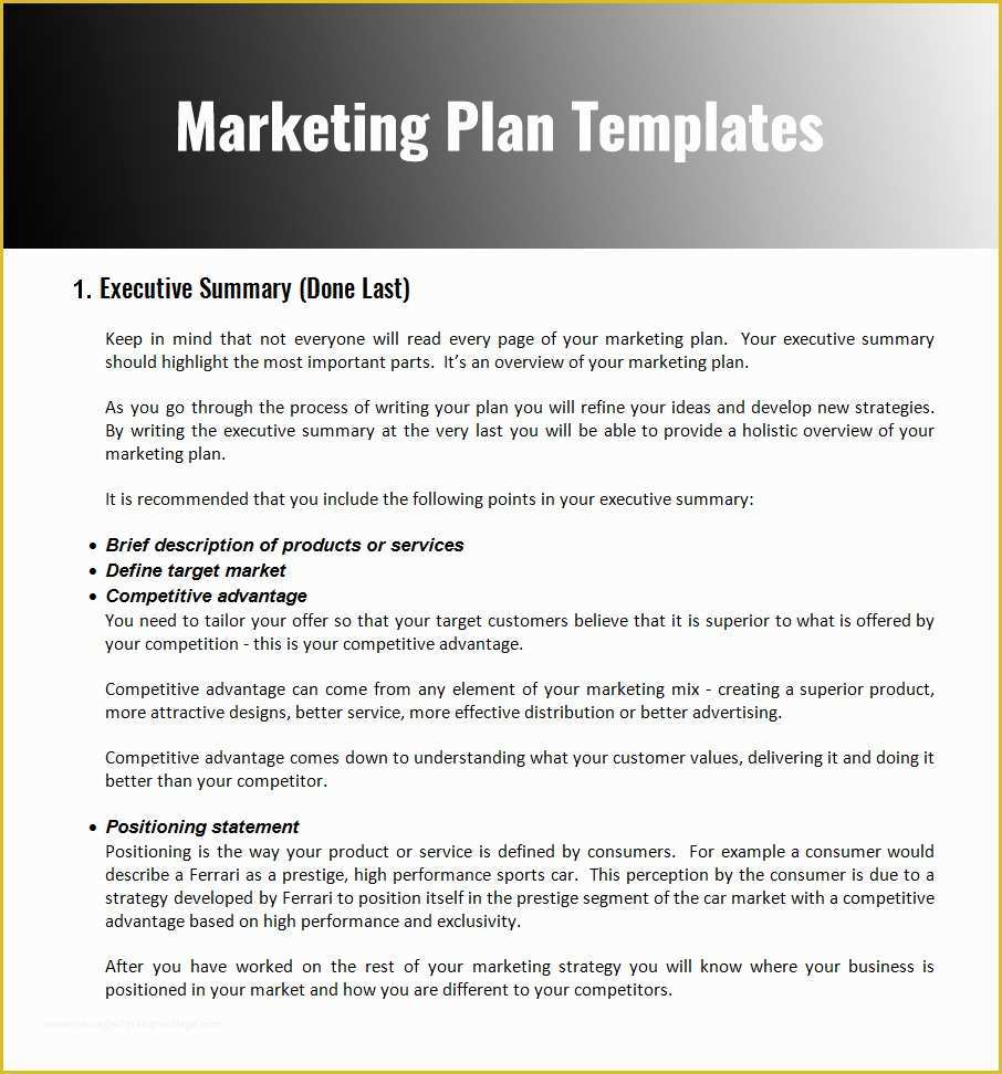 market strategy business plan example