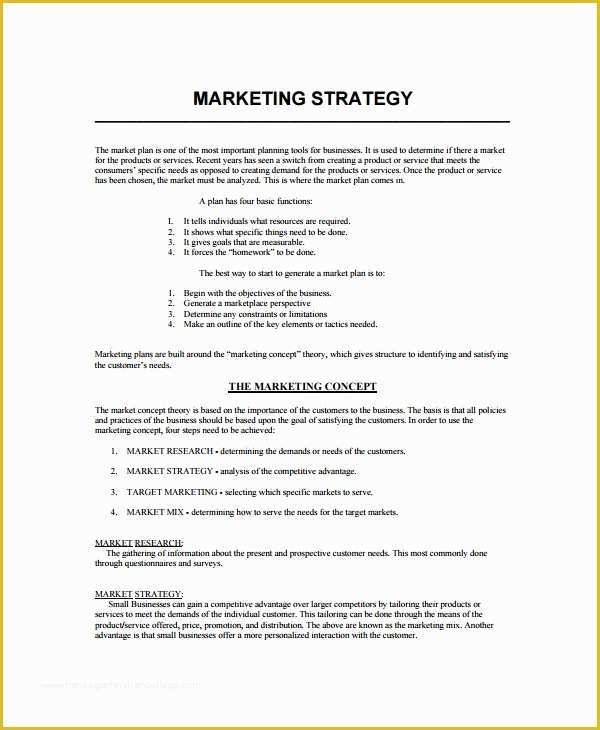 Marketing Plan Template Free Of 8 Marketing Strategy Templates