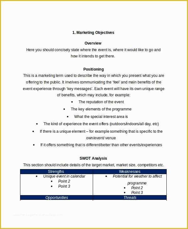 Marketing Plan Template Free Of event Marketing Plan Template 9 Free Word Documents