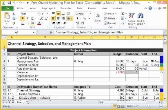 Marketing Plan Template Free Of Free Channel Marketing Plan Template for Excel