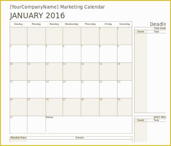 Marketing Templates Free Download Of Marketing Calendar Template 3 Free Excel Documents
