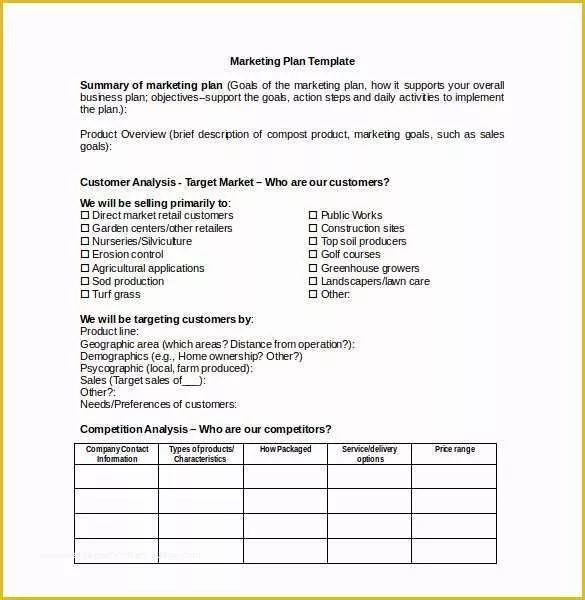 Marketing Templates Free Download Of Marketing Plan Template Word