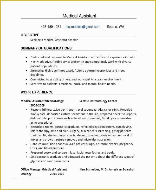 Medical Cv Template Free Download Of Medical Administrative assistant Resume – 10 Free Word
