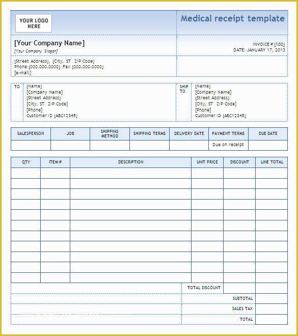 Medical Invoice Template Free Download Of 17 Medical Receipt Templates Pdf Doc