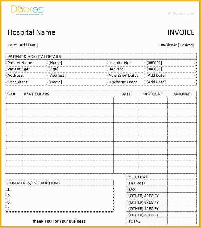 Medical Invoice Template Free Download Of 8 Blank Medical Bills format