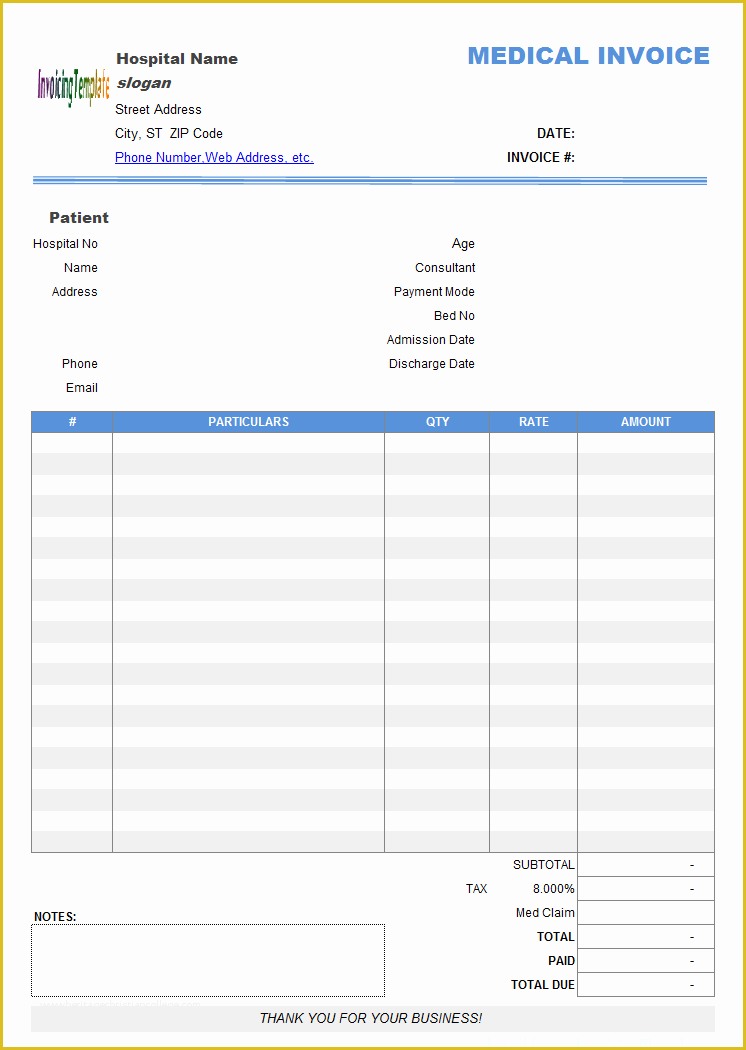 Medical Invoice Template Free Download Of Createdical Invoice Template Free Resume Templates Billing