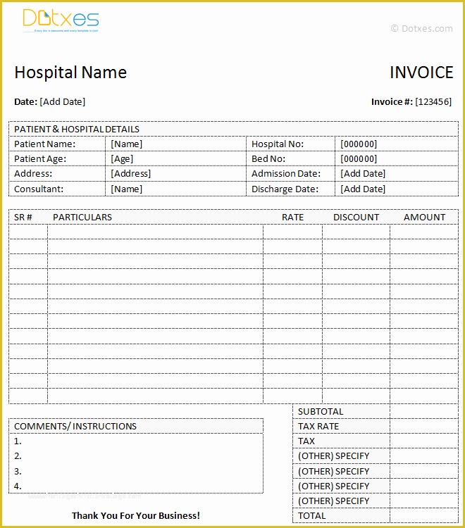 Medical Invoice Template Free Download Of Medical Invoice Template Word Dotxes