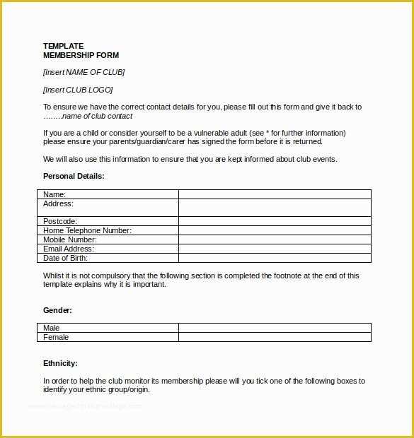 Membership Application form Template Free Of 15 Sample Club Application Templates Pdf Doc