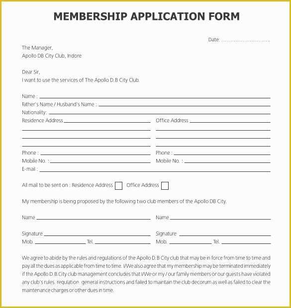Membership Application form Template Free Of 15 Sample Club Application Templates Pdf Doc