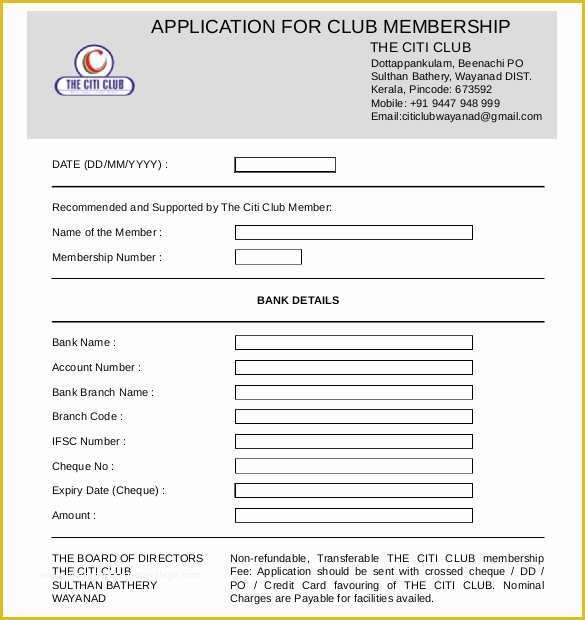 Membership Application form Template Free Of 15 Sample Club Application Templates Pdf Doc