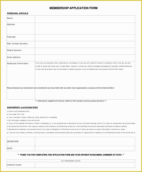 Membership Application form Template Free Of 9 Application Template Word Pdf