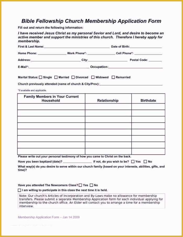 Membership Application form Template Free Of Church Resolution Sample Deceased Member Templates