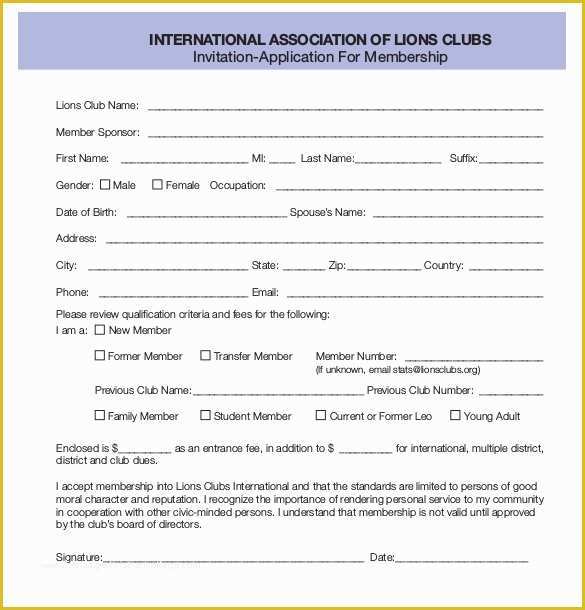 Membership Application form Template Free Of Membership Application Template – 12 Free Word Pdf