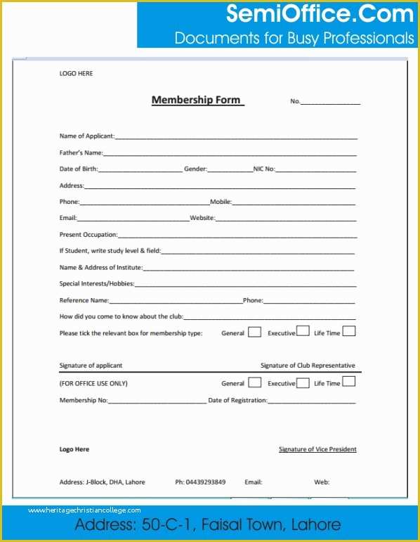 Membership Application form Template Free Of Membership form Template Word and Excel