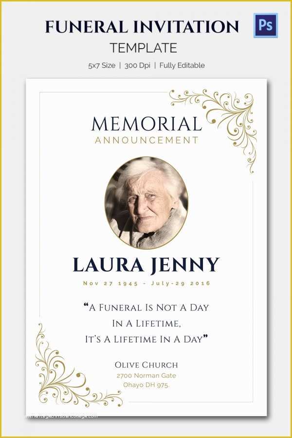Memorial Service Announcement Template Free Of 15 Funeral Invitation Templates – Free Sample Example