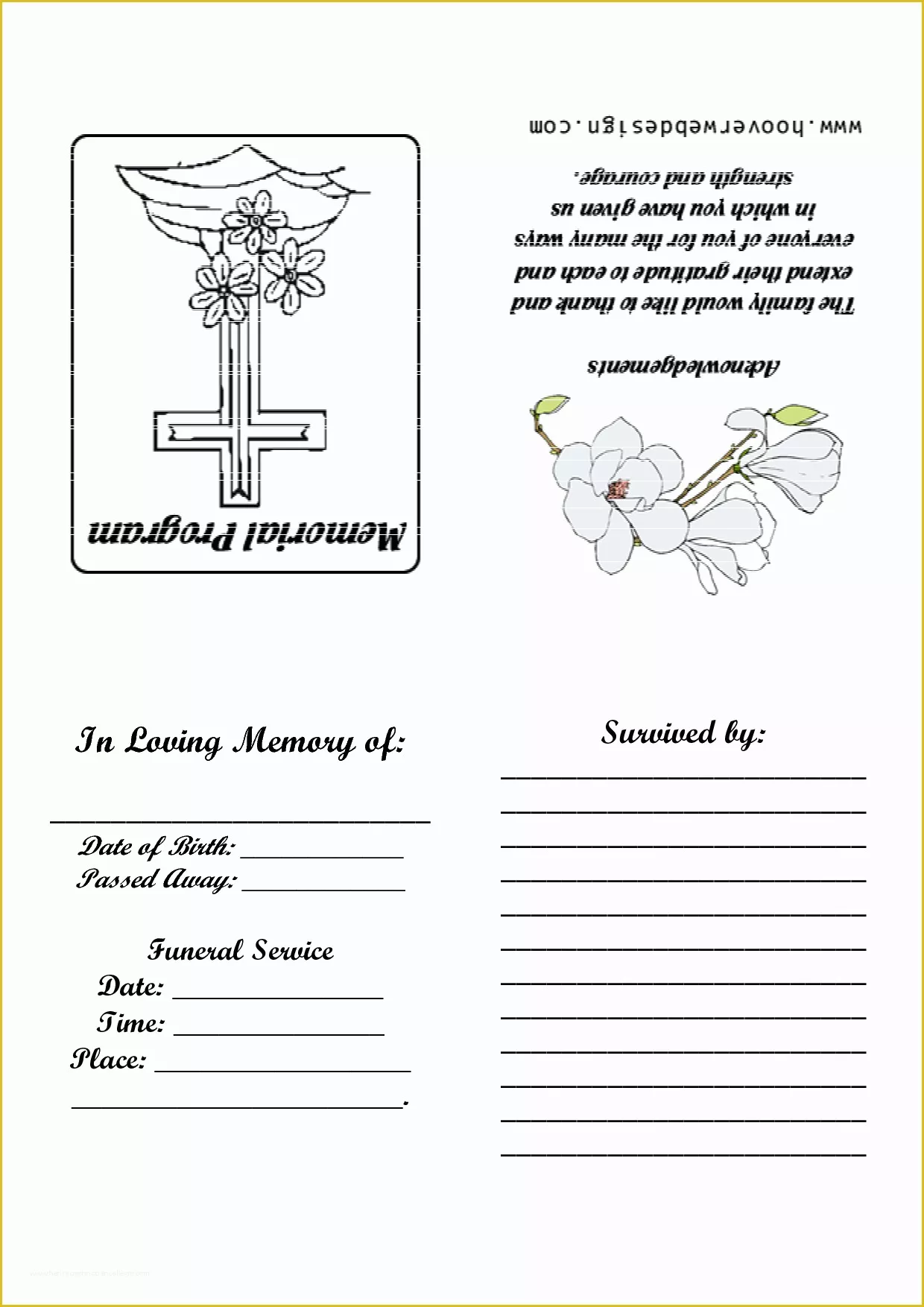 Memorial Service Announcement Template Free Of 8 Best Of Printable Memorial Service Templates