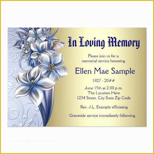 Memorial Service Announcement Template Free Of Elegant Blue Memorial Service Announcements