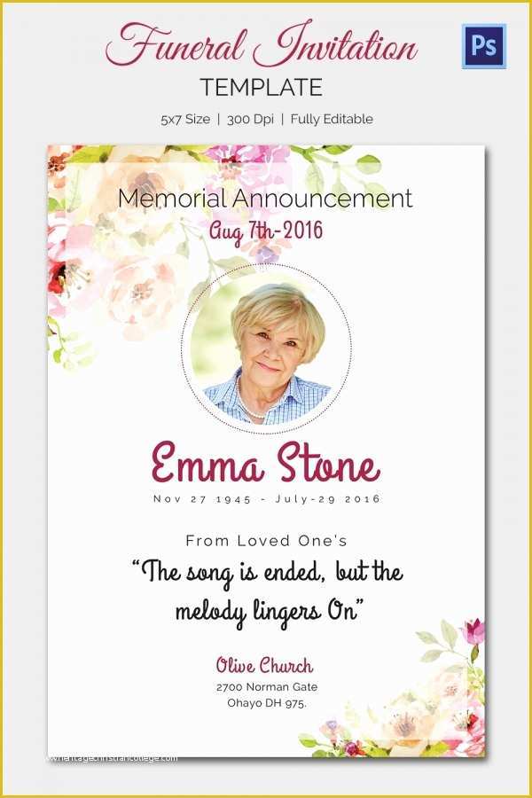 Memorial Service Announcement Template Free Of Funeral Invitation Template – 12 Free Psd Vector Eps Ai