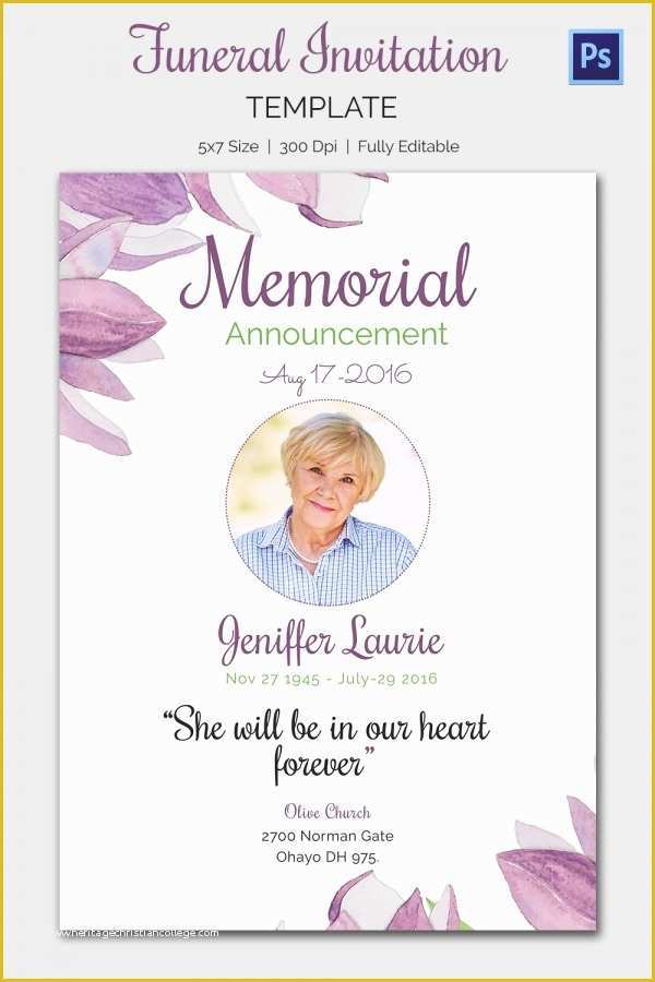 Memorial Service Announcement Template Free Of Memorial Invitation Templates Free Templates Resume