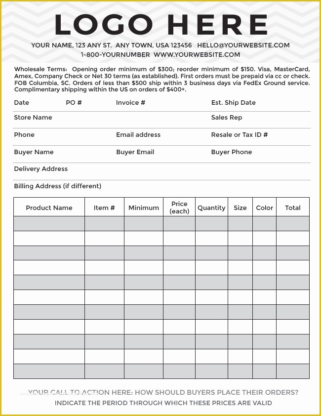 Merchandise order form Template Free Of 11 Sample order form Templates Word Excel Pdf formats