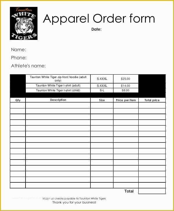 Merchandise order form Template Free Of 12 Apparel order forms Free Sample Example format