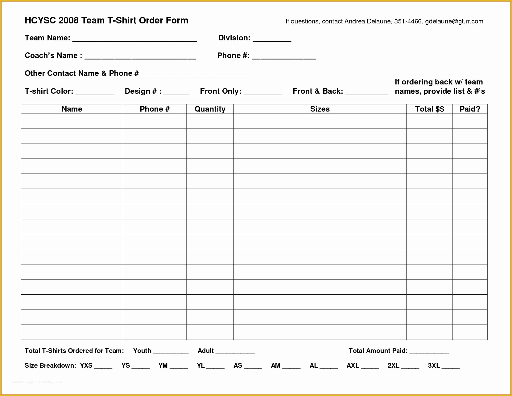 Merchandise order form Template Free Of 4 T Shirt order form Template Freereference Letters Words