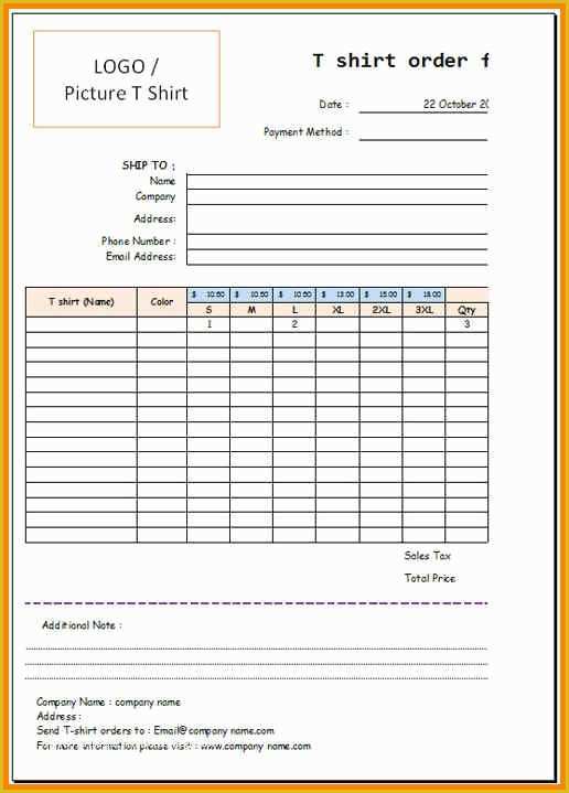 Merchandise order form Template Free Of 6 T Shirt order forms Template Free