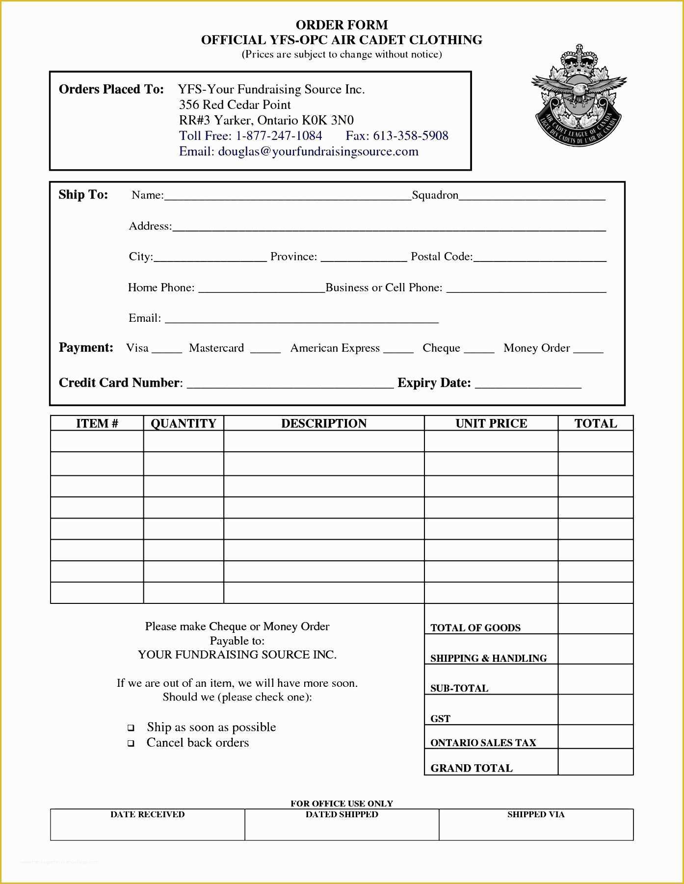 Merchandise order form Template Free Of Clothing order form Template Free
