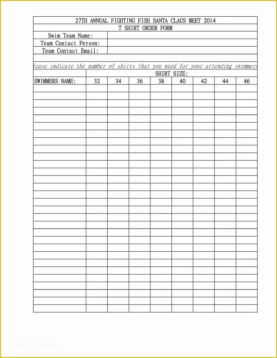 Merchandise order form Template Free Of T Shirt order form Sample