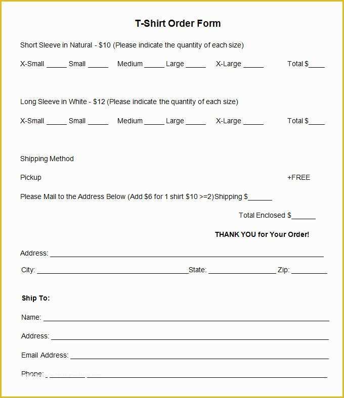 Merchandise order form Template Free Of T Shirt order form Template 26 Free Word Pdf format