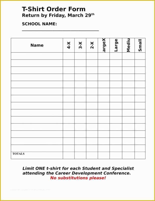 Merchandise order form Template Free Of T Shirt order form Template