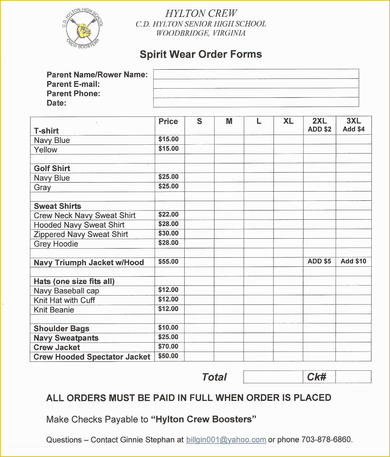 Merchandise order form Template Free Of T Shirt order form Template