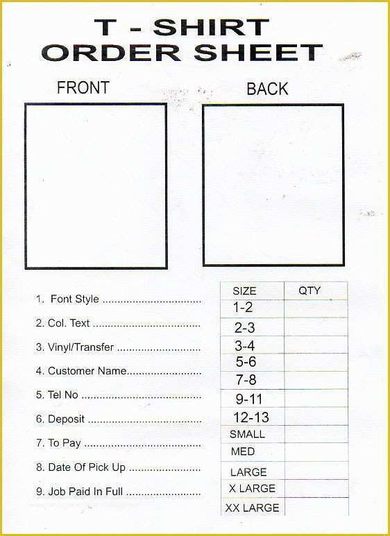 Merchandise order form Template Free Of Tshirt order form