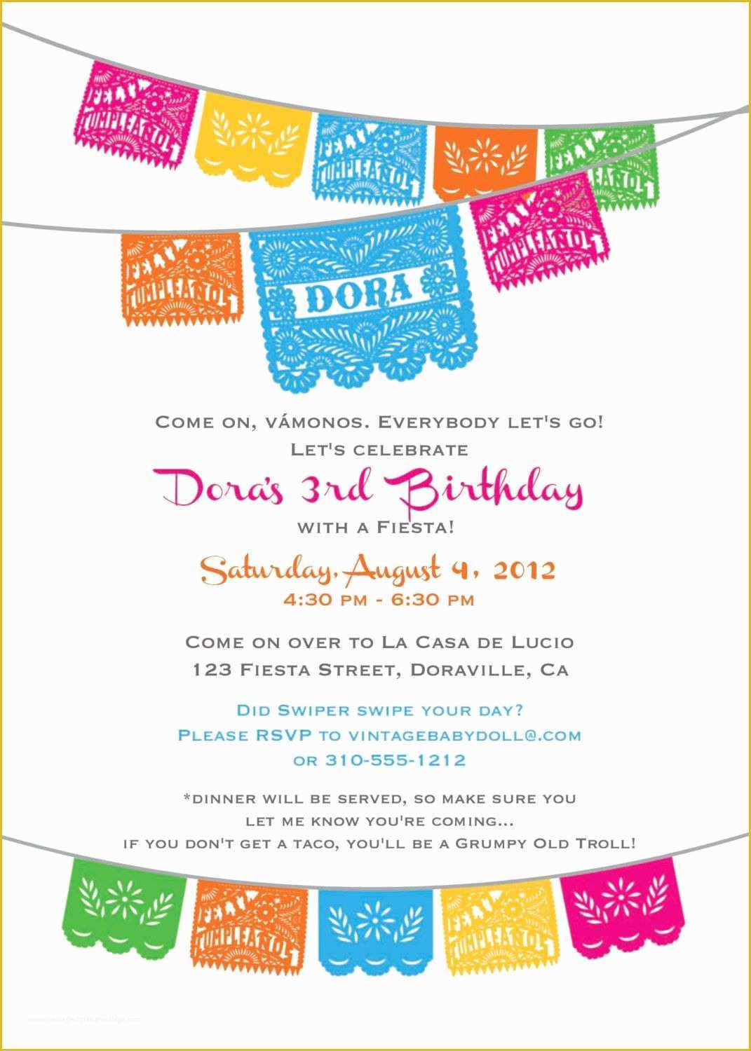 Mexican Fiesta Invitation Templates Free Of Dora Birthday Fiesta Invitation Cinco De Mayo by