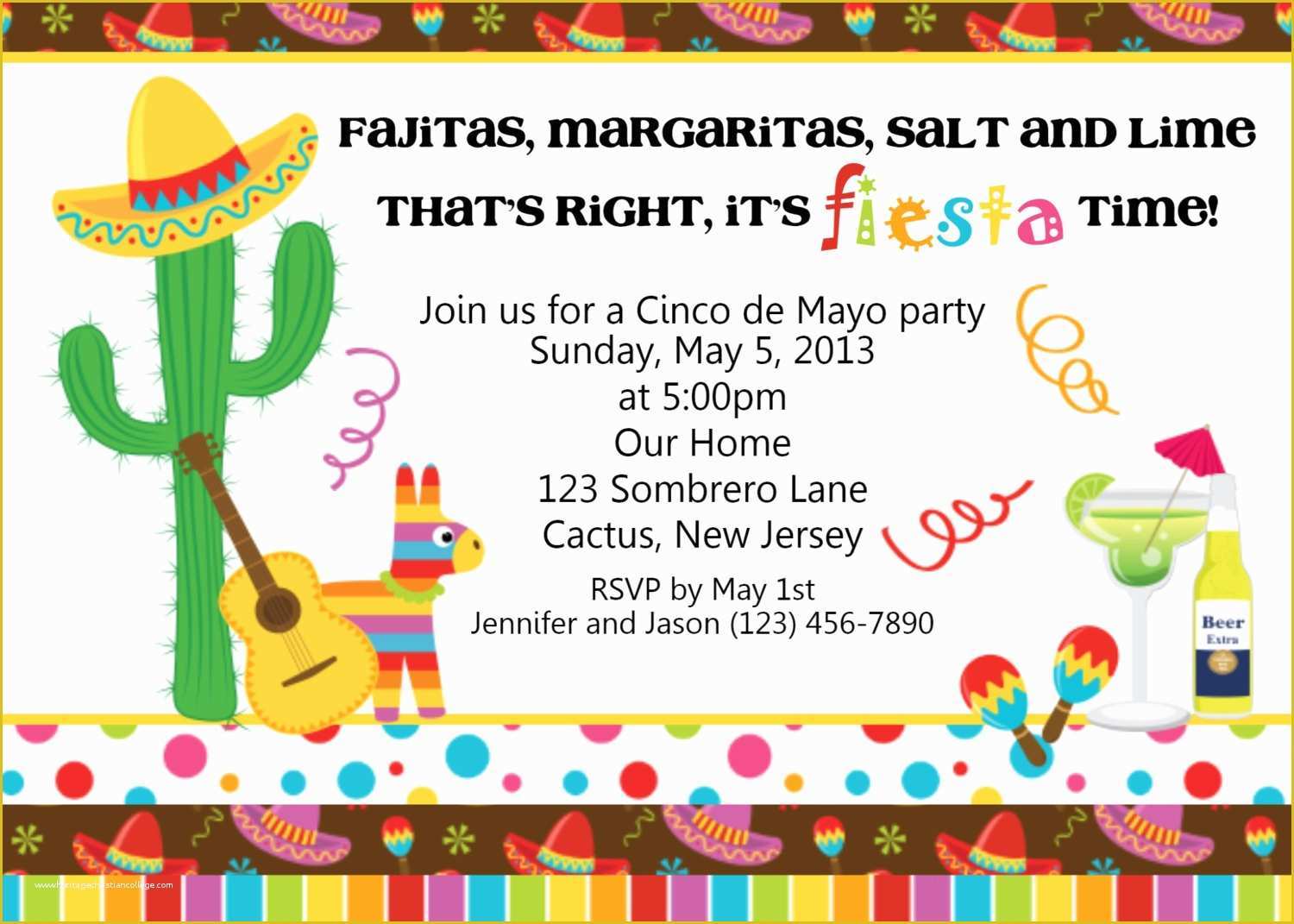 Mexican Fiesta Invitation Templates Free Of Fiesta Cinco De Mayo Invitation Personalized Custom