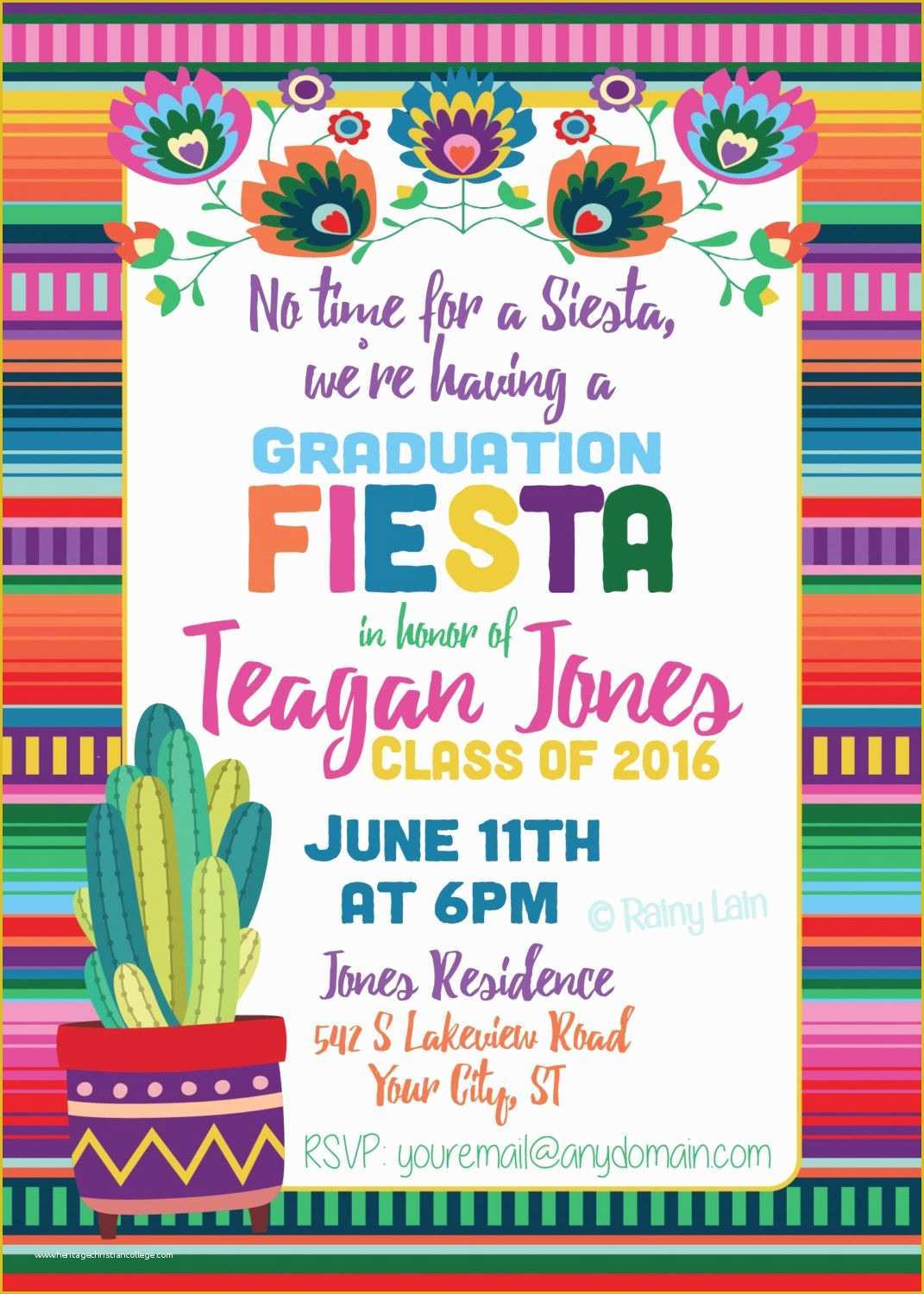 Mexican Fiesta Invitation Templates Free Of Fiesta Graduation Invitation Printable Fiesta Invite